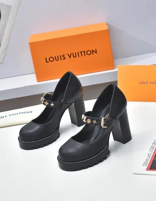 Louis Vuitton Black Star-Buckle Mary Jane Shoes 9