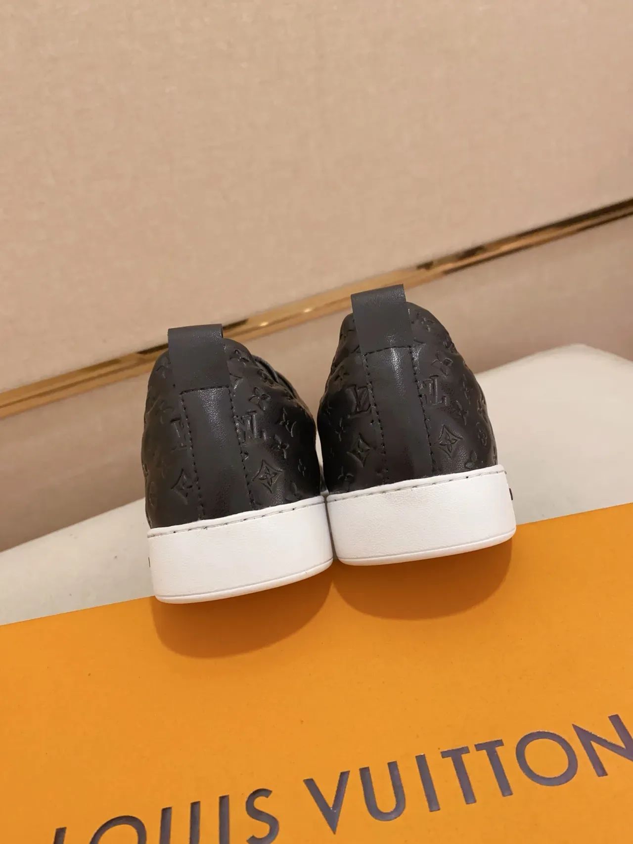 Louis Vuitton Noir et Blanc Monogram Embossed Upper Slip-On Lifestyle Sneakers 3
