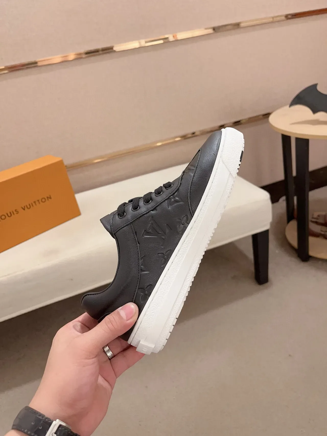 Louis Vuitton Black White Monogrammed Leather Low-Top Lifestyle Sneakers 5