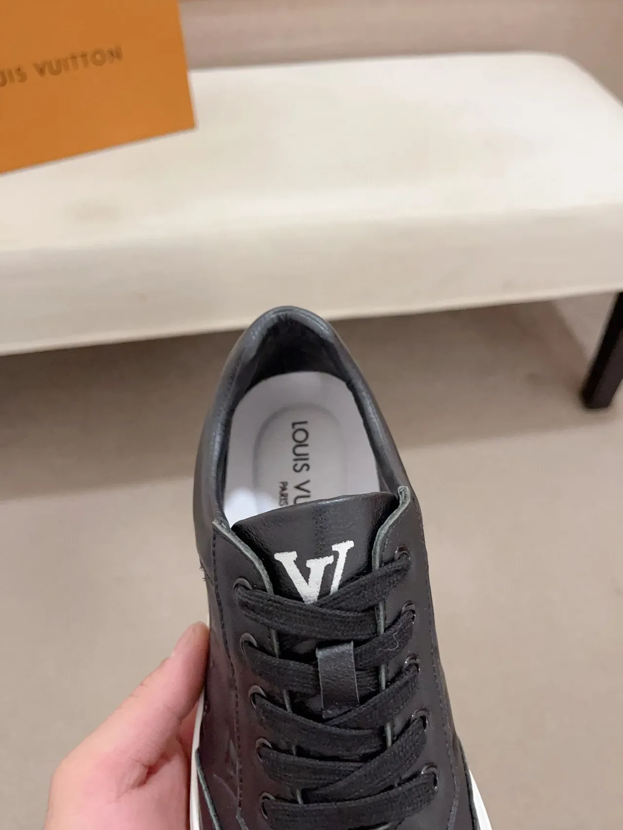 Louis Vuitton Black White Monogrammed Leather Low-Top Lifestyle Sneakers 6