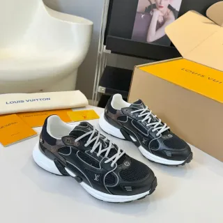 Louis Vuitton Black White Multi-Panel Construction Monogram Canvas Accents Chunky Sneakers