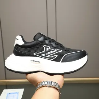 Louis Vuitton Black White Oversized Midsole Mesh And Leather Upper Chunky Sneakers