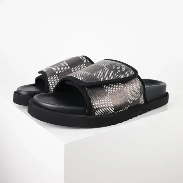 Louis Vuitton Black White Platform Sole Damier Monogram Mesh Slippers 2