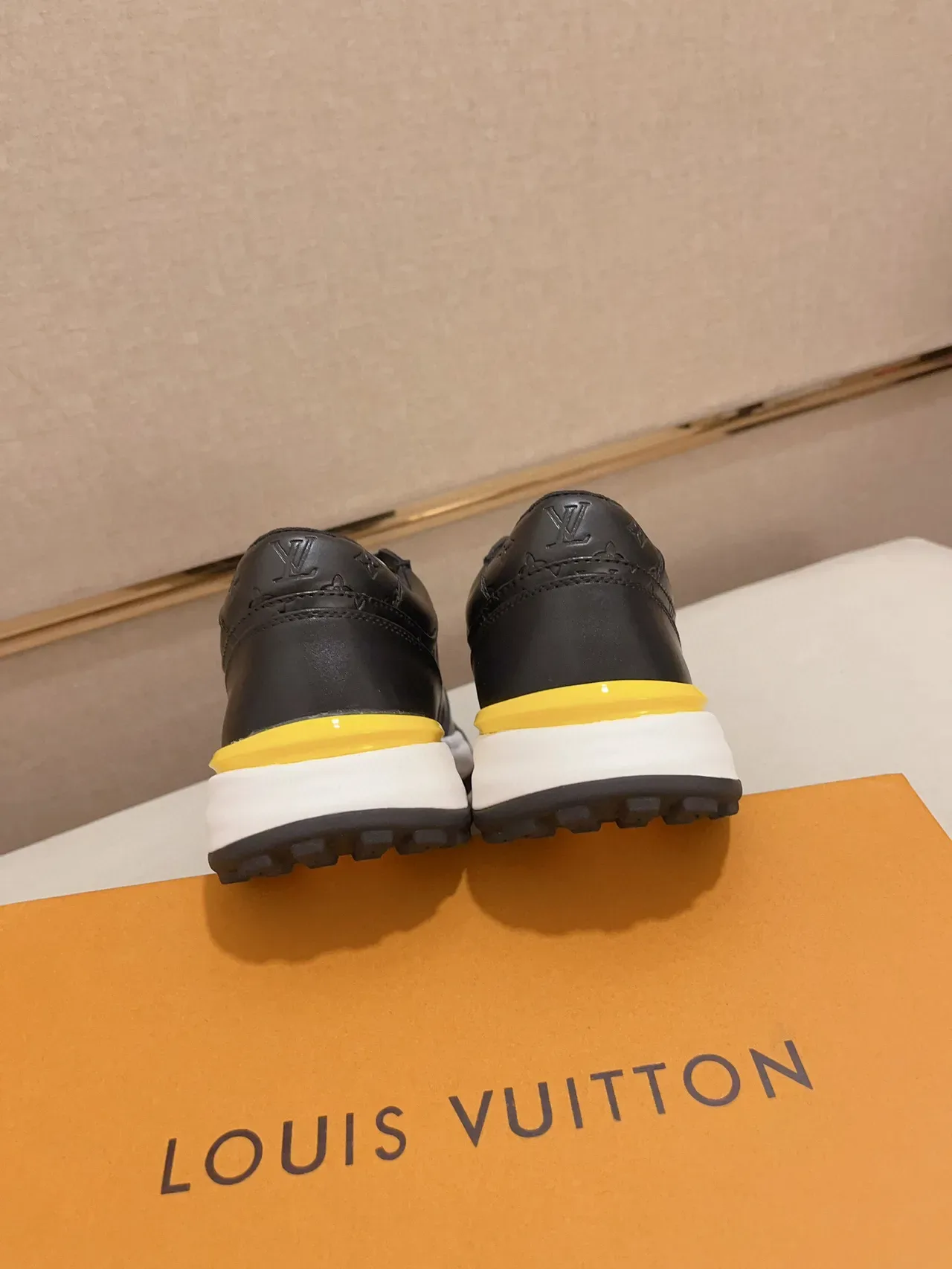 Louis Vuitton Black Yellow Embossed Monogram Leather Side Stripe Logo Lifestyle Sneakers 8