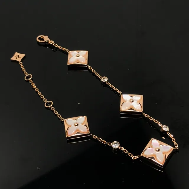 Louis Vuitton Blossom Bracelet Rose Gold White Floral Motif Bracelet 4