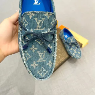 Louis Vuitton নীল ভূরা ডিনিম জ্যাকার্ড মনোগ্রাম প্রিন্ট লোফার