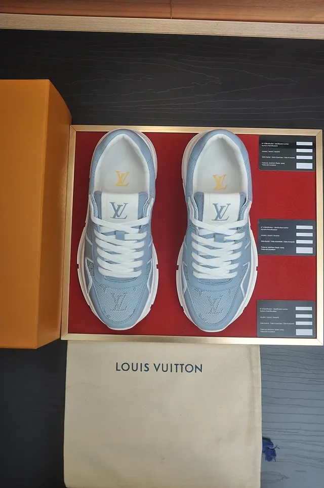 Louis Vuitton Blue White Perforated Monogram Mesh Upper Chunky Sculpted Midsole Lifestyle Sneakers 5