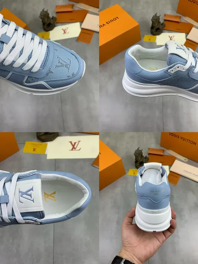 Louis Vuitton Blue White Perforated Upper Monogram Overlay Lifestyle Sneakers 2