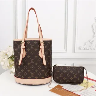 Louis Vuitton Brown Beige Monogram Canvas Cylindrical Silhouette Bucket Bag