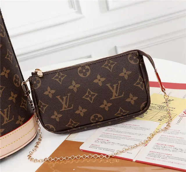 Louis Vuitton بني بيج مونوغرام قماش شكل أسطواني حقيبة دلو 3