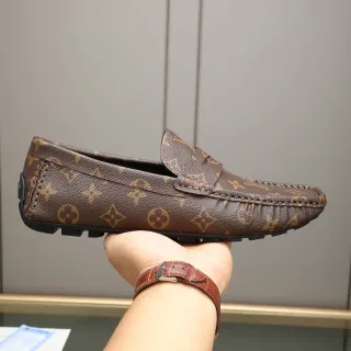 Louis Vuitton ব্রাউন বেইজ মনোগ্রাম্ড চামড়া পেনি লোফার