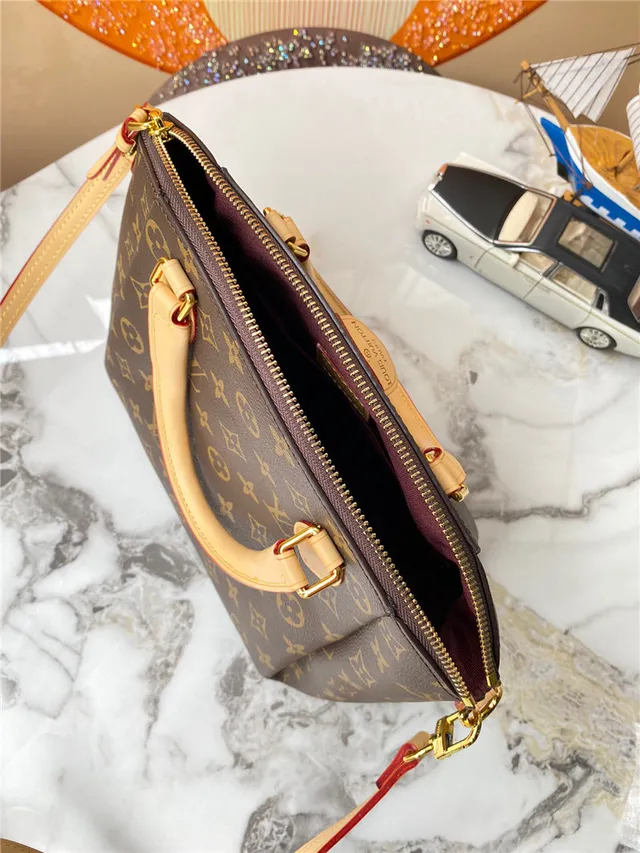 Louis Vuitton Marrón Beige Estructurado Top-Handle Monogram Lona Bolso Boston 3
