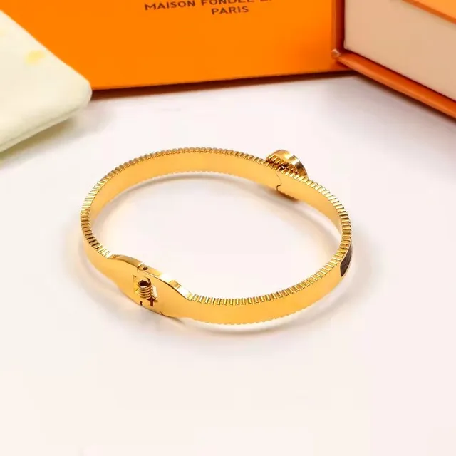 Louis Vuitton Brown Gold Hinged Bangle Monogram-Coated Band Bracelet 2