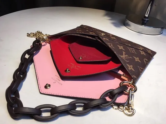 Louis Vuitton Sac à Chaîne avec Pochette Rabat Toile Monogramme Marron Doré 7