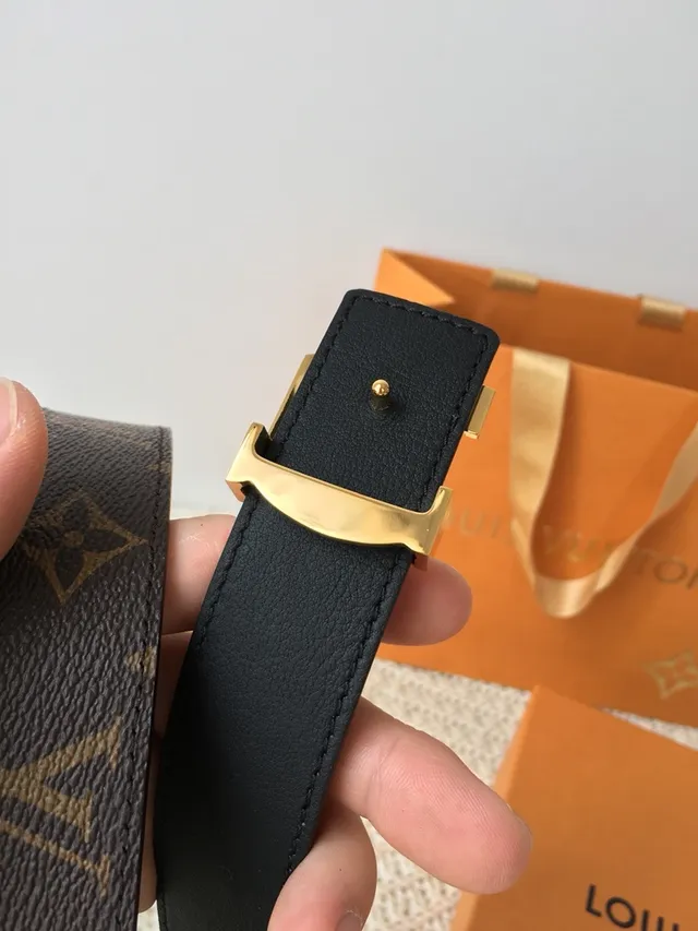 Ceinture en cuir Louis Vuitton Marron Doré Monogram Canvas LV Boucle 3