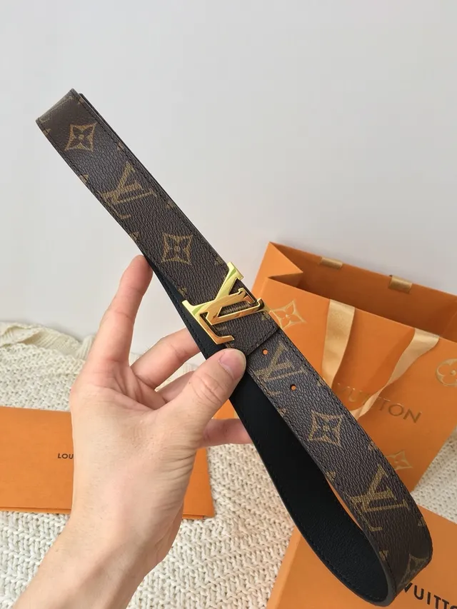Ceinture en cuir Louis Vuitton Marron Doré Monogram Canvas LV Boucle 6