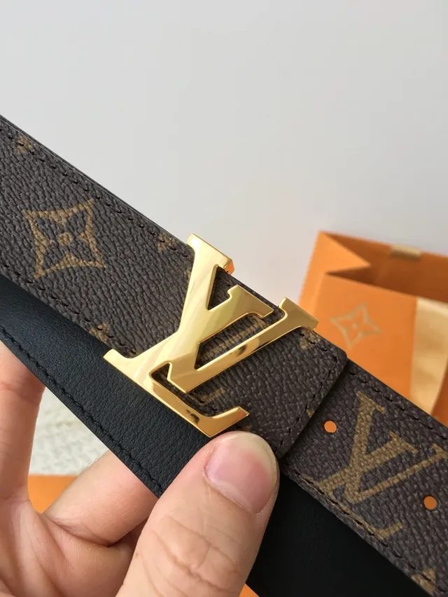 Ceinture en cuir Louis Vuitton Marron Doré Monogram Canvas LV Boucle 7