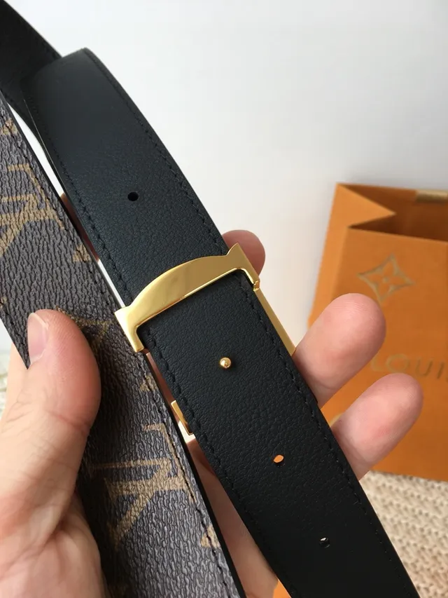 Ceinture en cuir Louis Vuitton Marron Doré Monogram Canvas LV Boucle 8