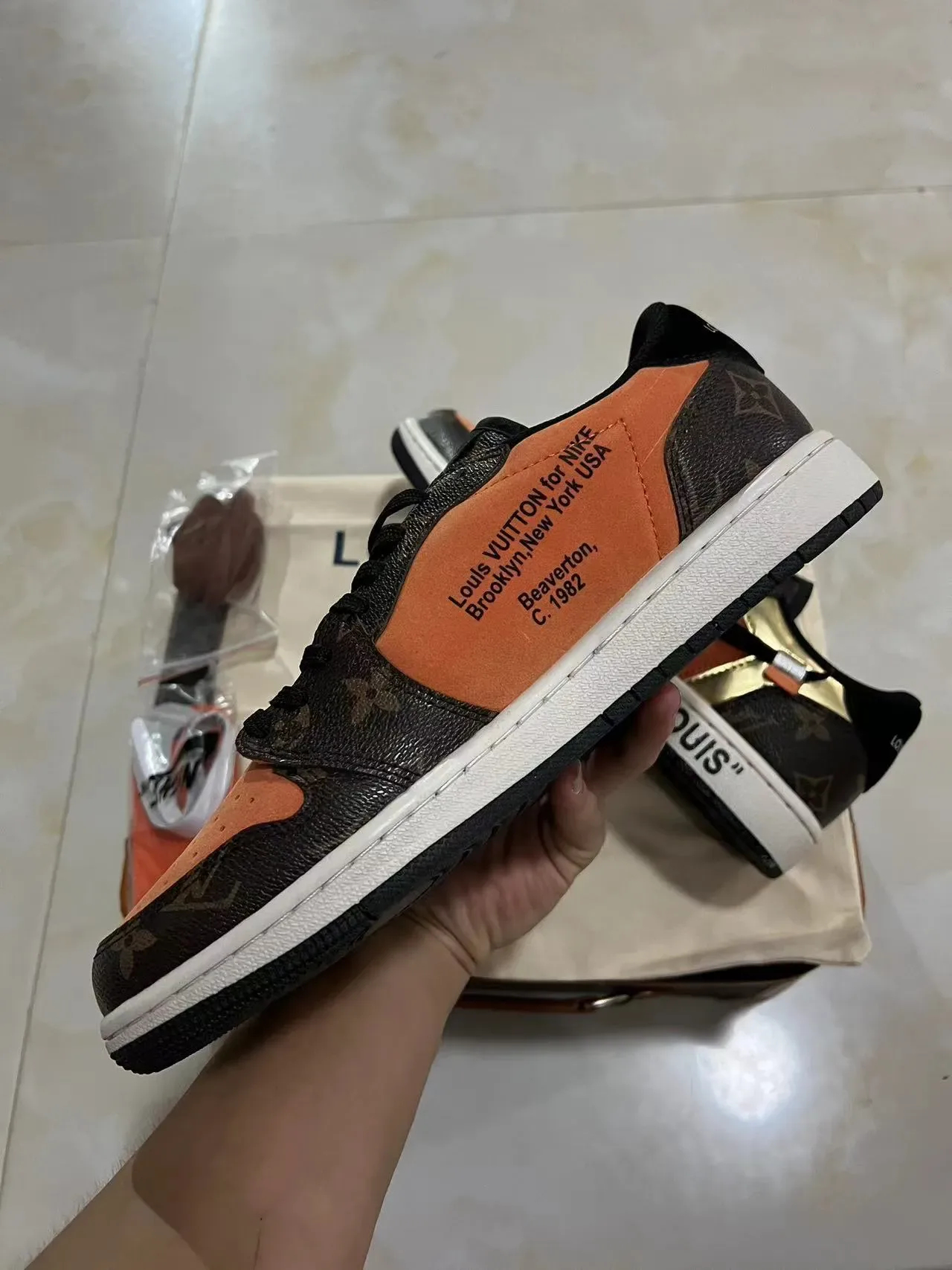 Louis Vuitton Brown Orange Monogram Canvas Suede Panels Lifestyle Sneakers 5