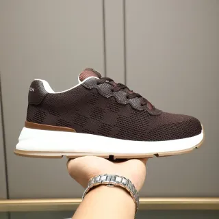 Louis Vuitton Marrón Blanco Upper de Tejido Acentos de Cuero Pebbled Zapatillas Lifestyle