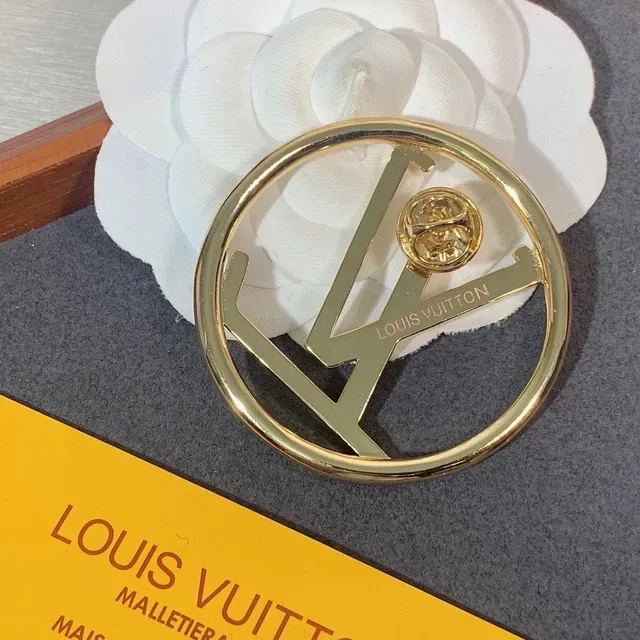 Louis Vuitton Camellia LV Monogram Gold-Tone Brooch 2