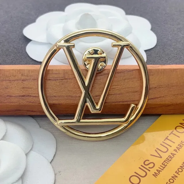 Louis Vuitton Camellia LV Monogram Gold-Tone Brooch 7