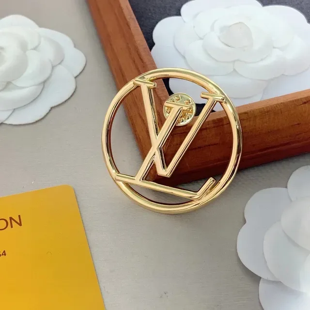 Louis Vuitton Camellia LV Monogram Gold-Tone Brooch 9