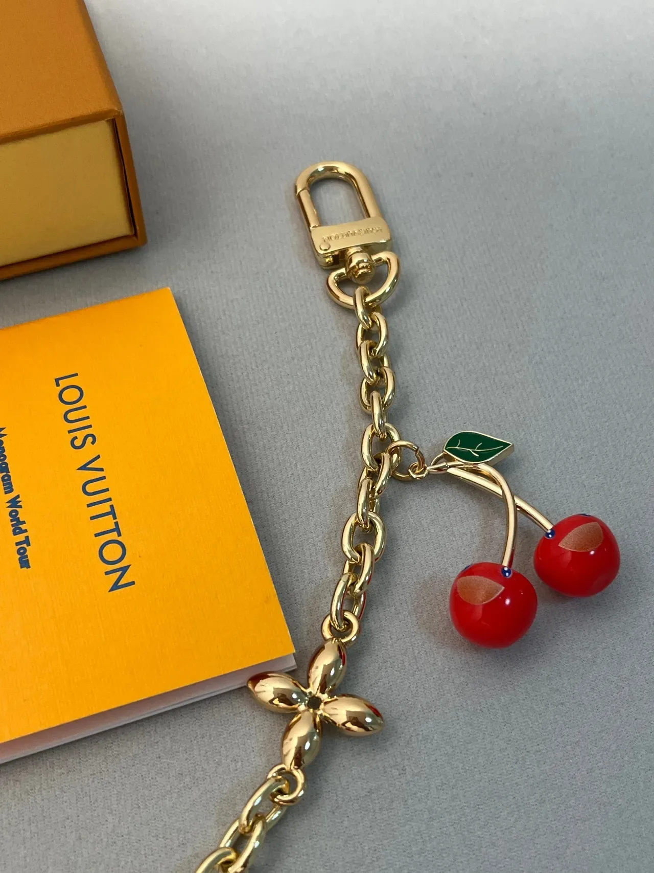 Louis Vuitton Cherry Charm Chain Gold Red Necklace 2