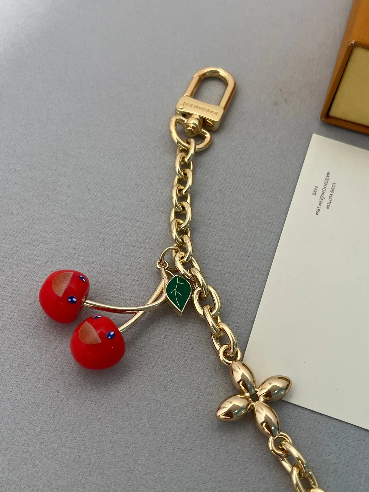Louis Vuitton Cherry Charm Chain Gold Red Necklace 3