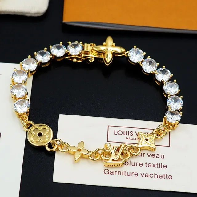 Louis Vuitton Crystal-Embellished Monogram Charm Link Bracelet 2