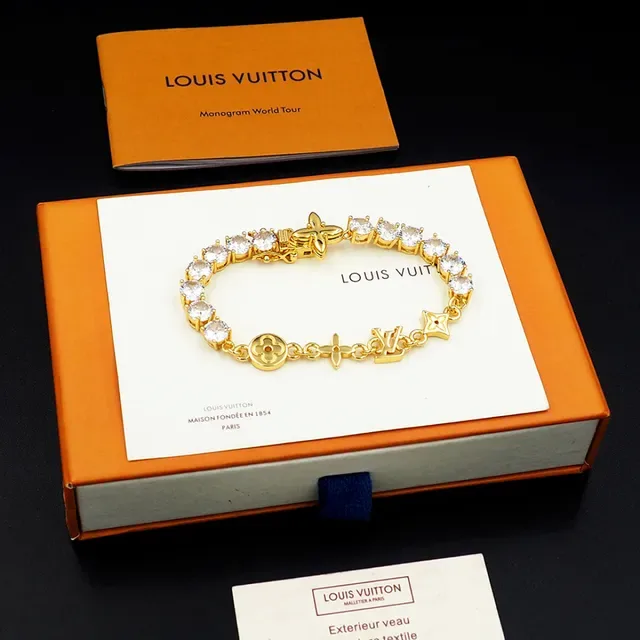 Louis Vuitton Crystal-Embellished Monogram Charm Link Bracelet 11