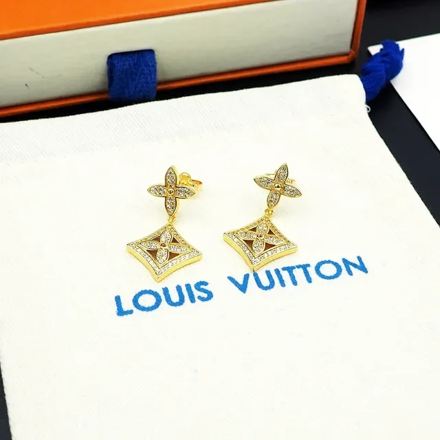 Louis Vuitton 水晶镶嵌花卉图案垂坠耳环 4