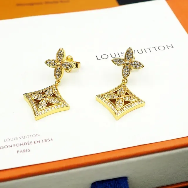 Louis Vuitton 水晶镶嵌花卉图案垂坠耳环 5