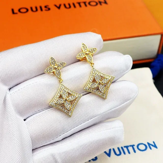 Louis Vuitton 水晶镶嵌花卉图案垂坠耳环 6