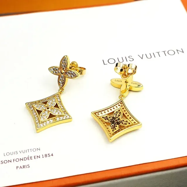 Louis Vuitton 水晶镶嵌花卉图案垂坠耳环 7