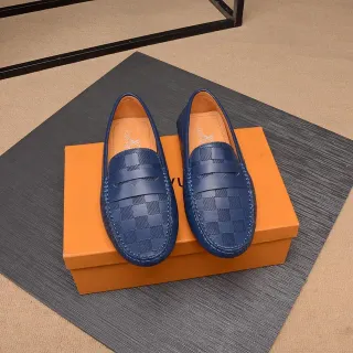Louis Vuitton Damier Cobalt লোফার নীল বেইজ চেকার্ড ক্যানভাস পেনি স্ট্র্যাপ লোফার
