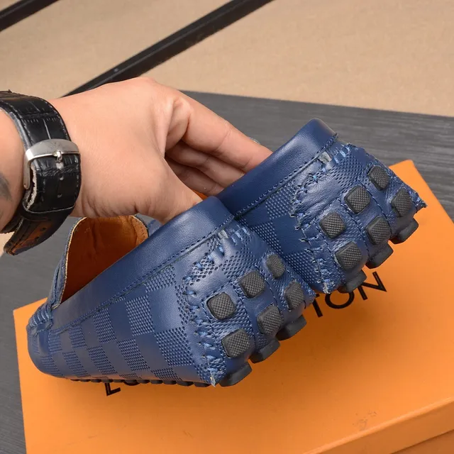 Louis Vuitton Damier Cobalt Loafer Blue Beige Checkered Canvas Penny Strap Loafer 4