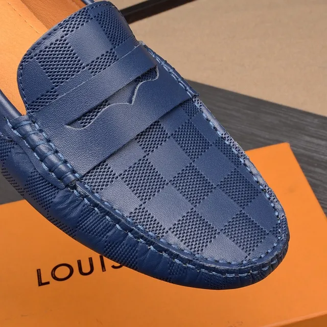 Louis Vuitton Damier Cobalt Loafer Blue Beige Checkered Canvas Penny Strap Loafer 6