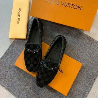 Louis Vuitton Damier Graphite Black Checkerboard Canvas ब्रेडेड चमड़ा ट्रिम लूफर