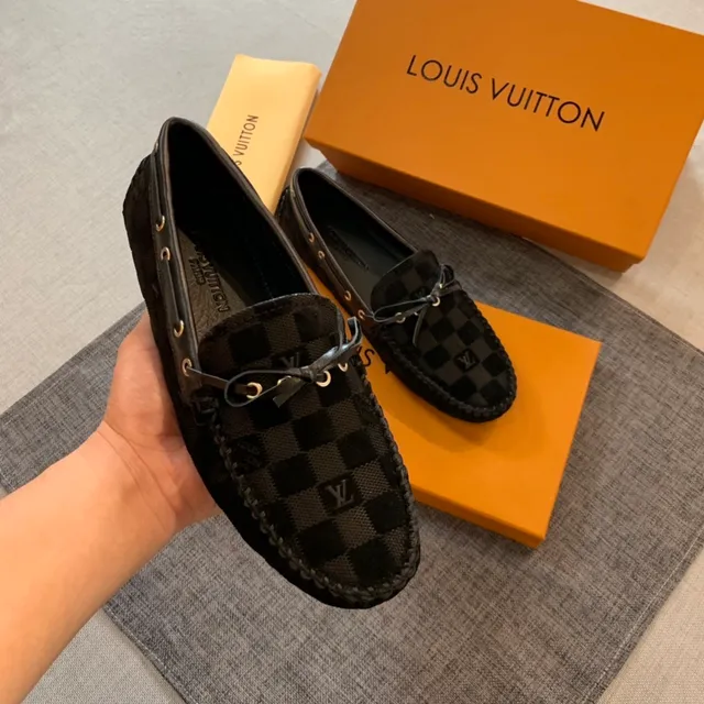 Louis Vuitton Damier Graphite Black Checkerboard Canvas baguette en cuir tressé mocassin 3