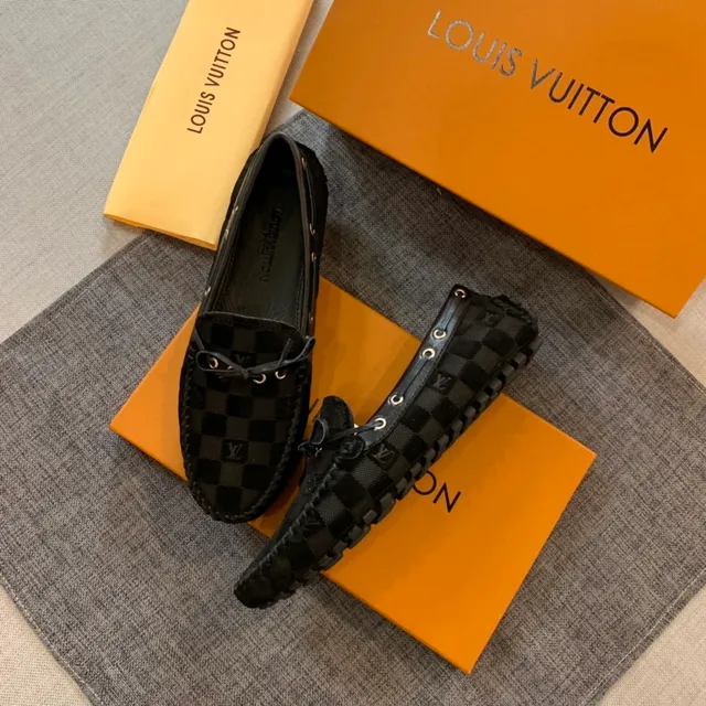 Louis Vuitton Damier Graphite Black Checkerboard Canvas baguette en cuir tressé mocassin 4