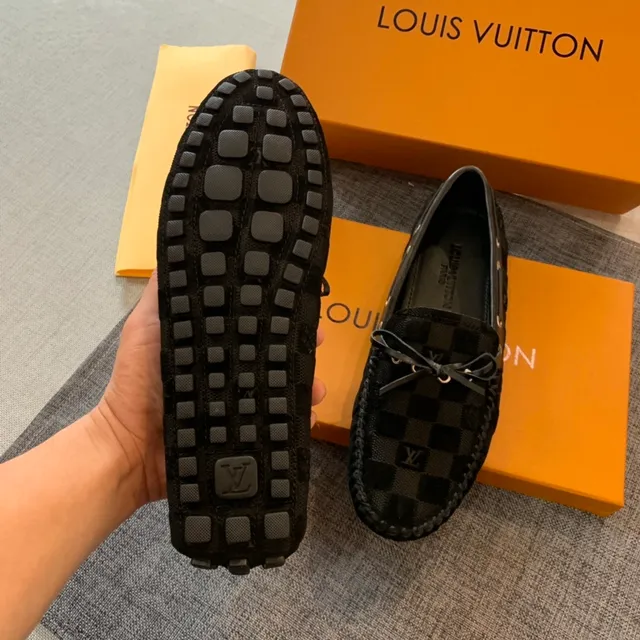 Louis Vuitton Damier Graphite Black Checkerboard Canvas baguette en cuir tressé mocassin 5