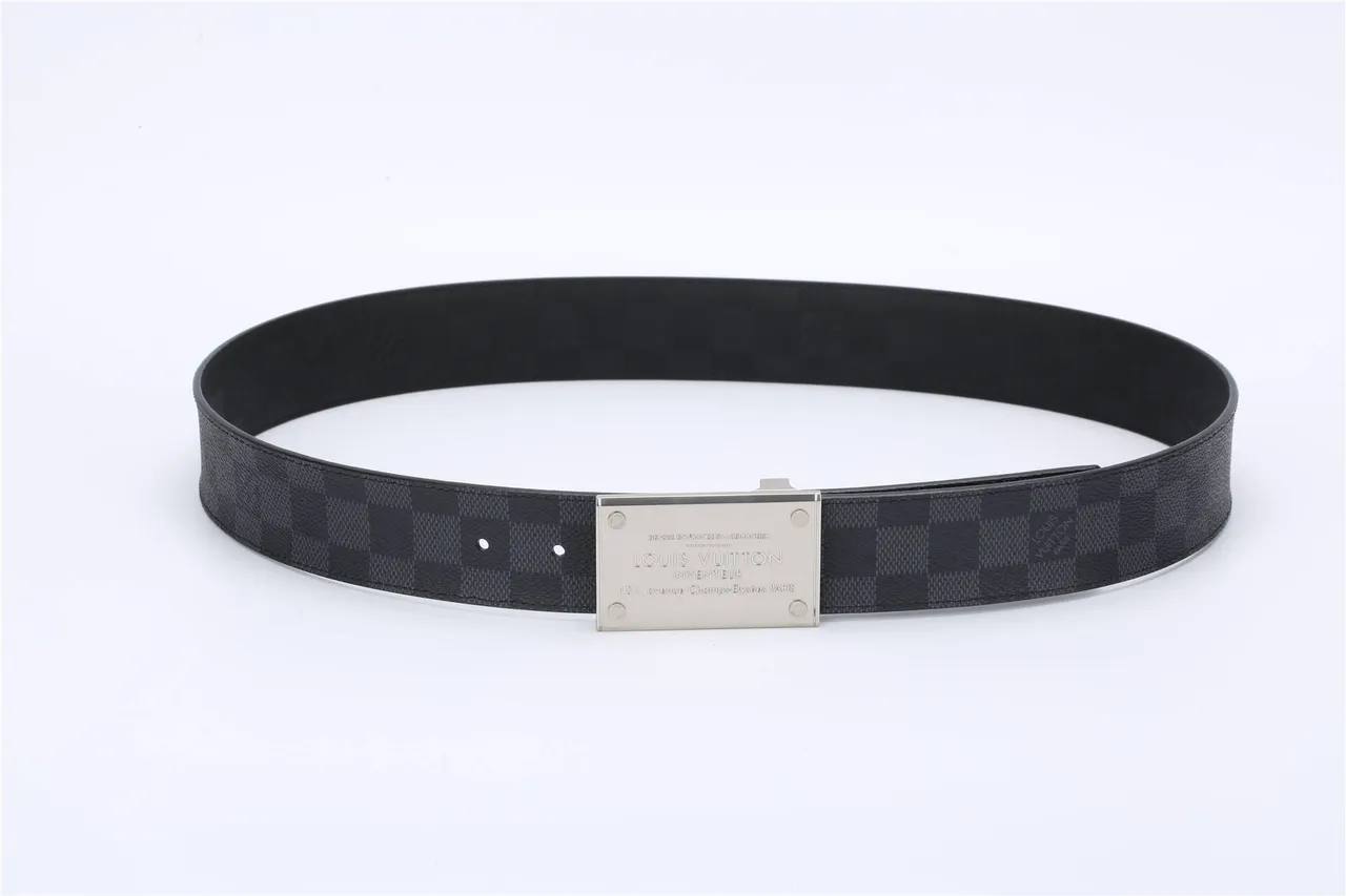 Louis Vuitton Damier Graphite Engraved Buckle Leather Belt 5