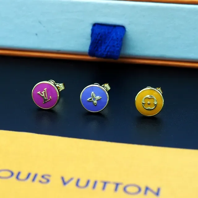 Louis Vuitton Enamel Monogram and Floral Stud Earrings 1