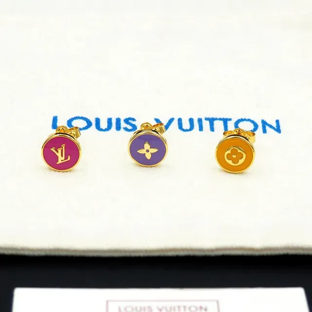 Louis Vuitton Enamel Monogram and Floral Stud Earrings 4