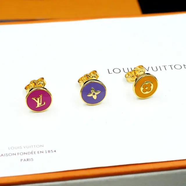 Louis Vuitton Enamel Monogram and Floral Stud Earrings 6