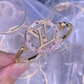 Louis Vuitton Pulsera Halo Cristal Pavé Metal Dorado Púrpura