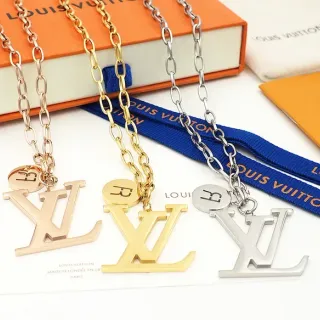 Colar Louis Vuitton Monogram Ouro Prata Corrente Chunky