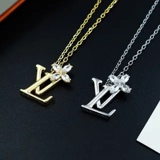 Louis Vuitton Monograma Ouro e Prata com Pendente Flor de Cristal
