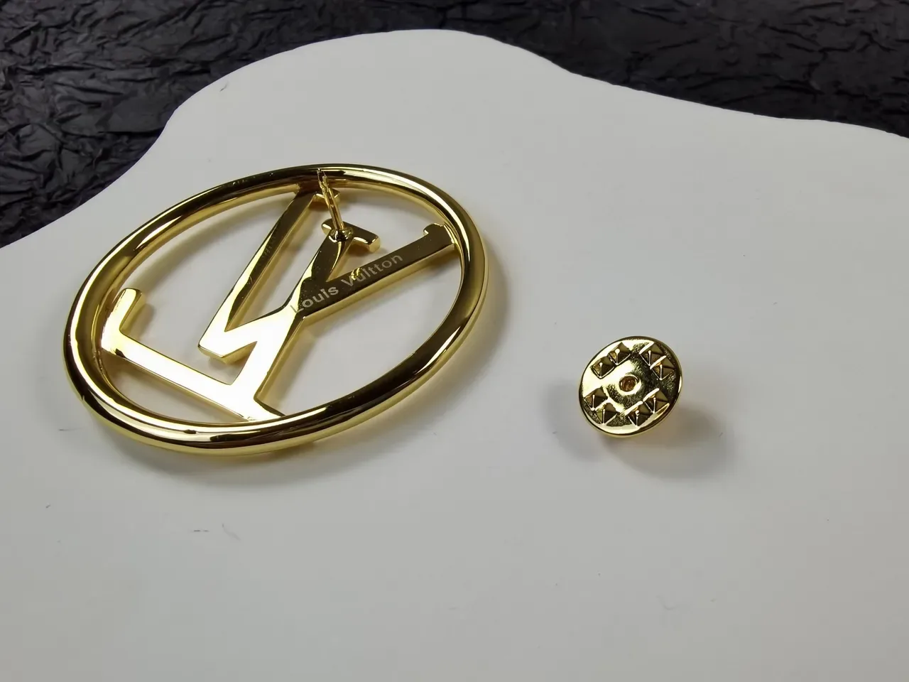 Louis Vuitton Gold-Tone Monogram Logo Brooch 2